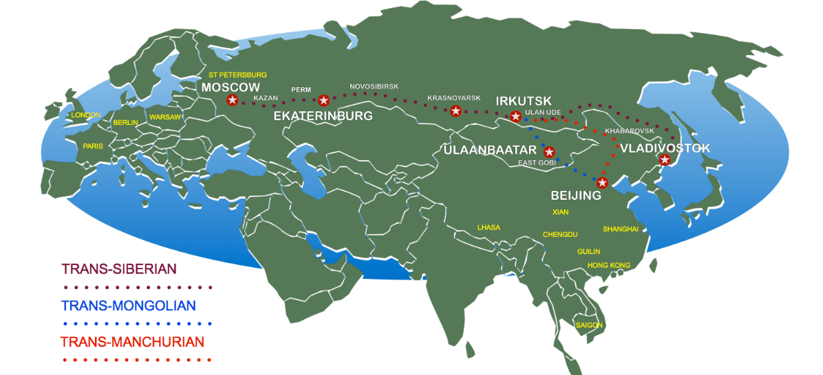 Trans Siberian trains route